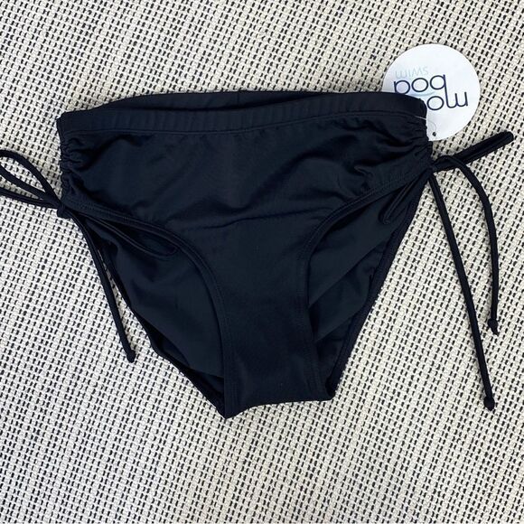 Mod Bod Ruched Sides Bikini Bottoms Black XS - Picture 1 of 6